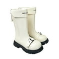 thumbnail image 2 of LYHao Stylish Leather Ankle Boots For Girls Easy Back Zipper Closure Comfortable Winter Footwear For Toddlers And Kids Everyday Casual And Outdoor Wear ,Girls Boots Sizes 3 White(11.5-12 Years), 2 of 6
