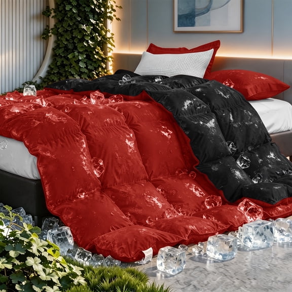 2-Piece Twin Cool Touch Summer Bedding Set Double-sided Cool Fabric, Lightweight, Breathable & Ultra-comfortable. Ideal For Hot Sleepers & Night Sweats. Stylish Design, Machine Washable