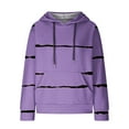 thumbnail image 4 of IROINNID Sales Hoodie for Women Stripe Long Sleeve Drawstring Hoodie Casual Waffle Pullover Tops,Purple, 4 of 6