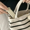thumbnail image 6 of Canvas Handbag with Striped Design, Simple Tote Shoulder Bag for Shopping, Lightweight Everyday Carryall Bag, Casual Outing Handbag for Essentials, Compact and Stylish Bag for Women, 6 of 6