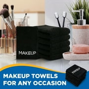 Ben Kaufman Black Makeup Towels - 13 x 13 Inch Makeup Towels - 100% Cotton Small Face Towel for Drying Face & Removing Makeup - Soft Makeup Remover Towel, Reusable & Washable Face Washcloth - 6 Count