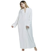 VOIANLIMO Women's Soft Warm Long Zip Front Bathrobe Fleece Plush Pajamas ▏Can be worn by pregnant women