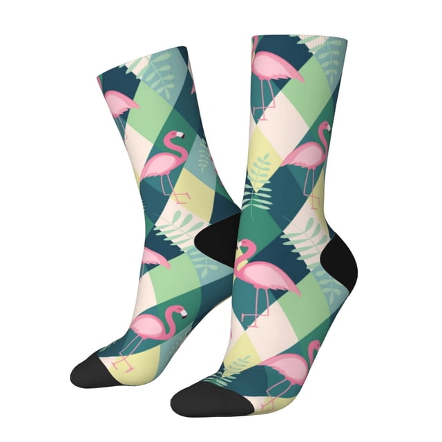 Balery Flamingo Calcetas Largas con Estampado para Hombre y Mujer – Suaves y Transpirables, Talla Única (US 5-11)