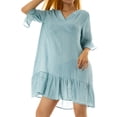 thumbnail image 4 of hirigin Women's Cover-up Dress Short Sleeve V Neck Solid Ruffled Loose Summer Casual Beach Dress, 4 of 9