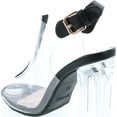 thumbnail image 3 of TOP Moda Fenton 1 Womens Clear Chunky Heel Peep Toe Lucite Sandals, 3 of 7