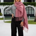thumbnail image 2 of AWZXDE Women's Long Solid Color Fringe Design Scarf Casual Versatile Fashion for Side Draping Basic Style Warm Accessory Light Pink,One Size, 2 of 5