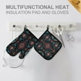 thumbnail image 3 of 2 PCS Oven Baking Gloves Set Heat Resistant Oven Mitt & Pot Holder Set Cooking Mitts Kitchen Home Supplies Vibrant Colors Pattern, 3 of 5