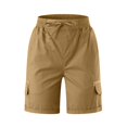 thumbnail image 5 of Hienoo Women's Plus Size Cargo Shorts Summer Cotton Linen Hiking Shorts with Pockets, Sizes XXXL, 5 of 6