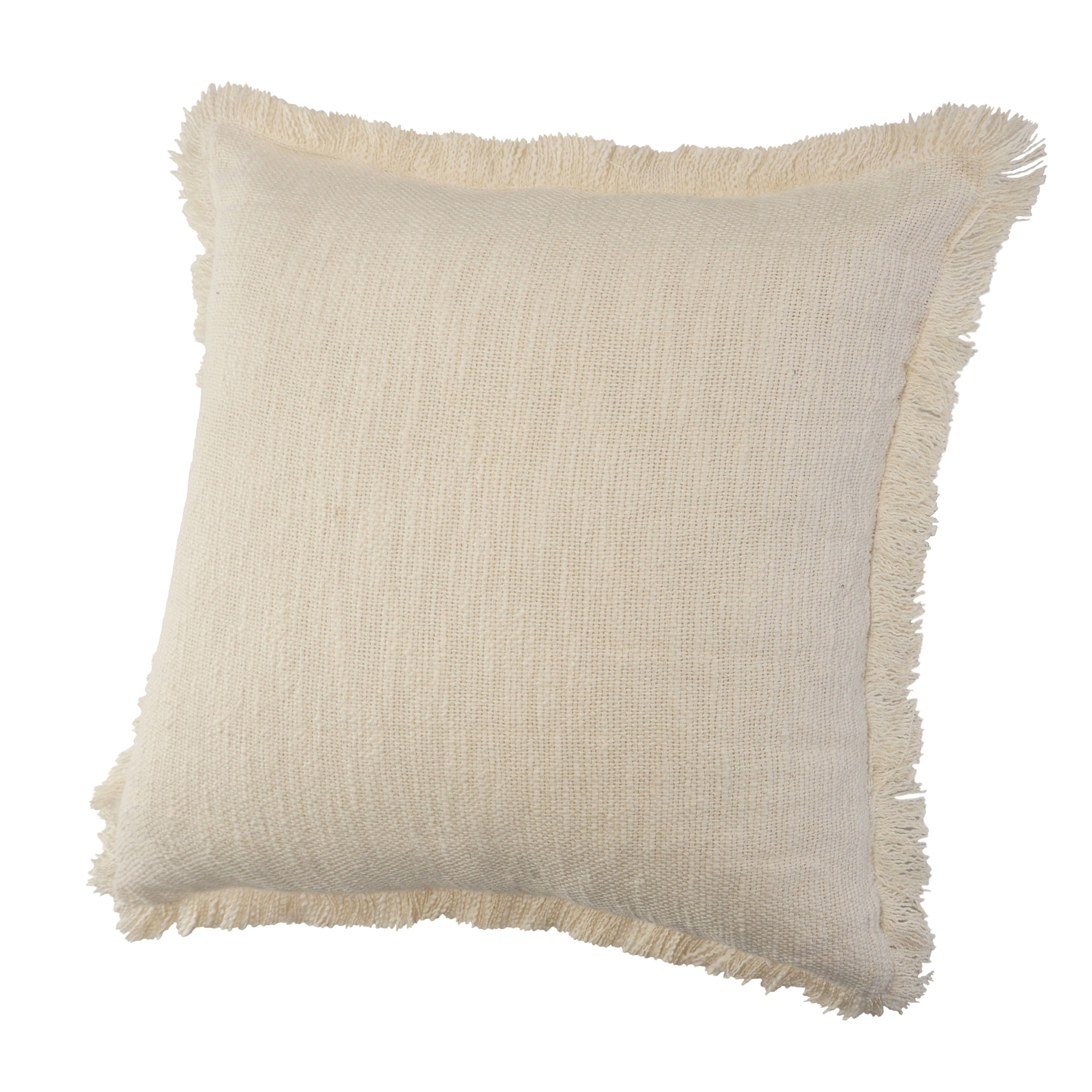 White Valle with Fringe Throw Pillow