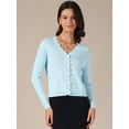 thumbnail image 3 of DARING DIVA Women's Open Front Long Sleeve Button Down Knit Cardigan XS Light Blue, 3 of 6