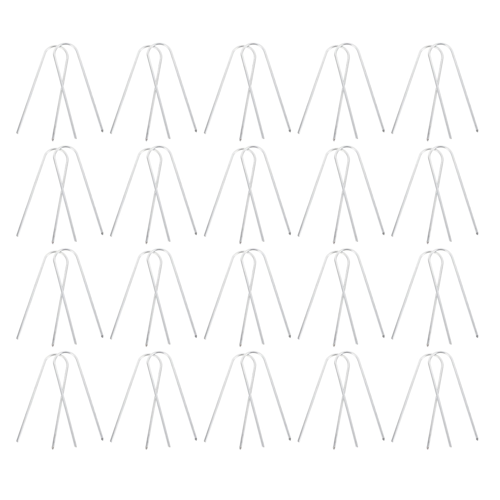 Mobutofu 50Pcs Silver U-shaped Metal Stakes For Ground Anchoring Tents And Canopies