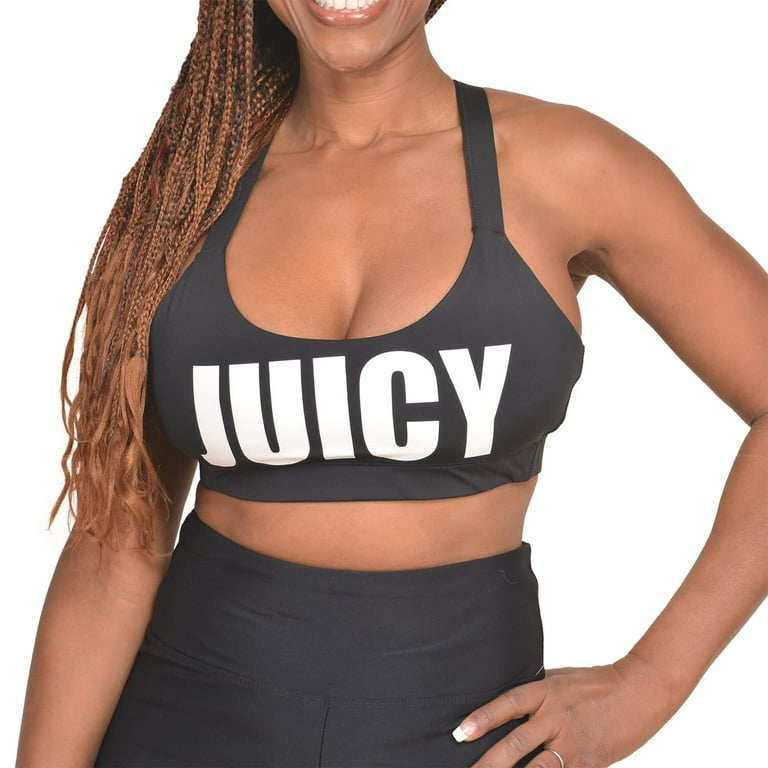 Shop LC Women JUICY COUTURE Black Color Big Logo Sports Bra and