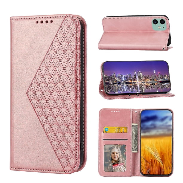 Funda de piel sintética estilo empresarial para iPhone 12 con tarjetero Lenyard