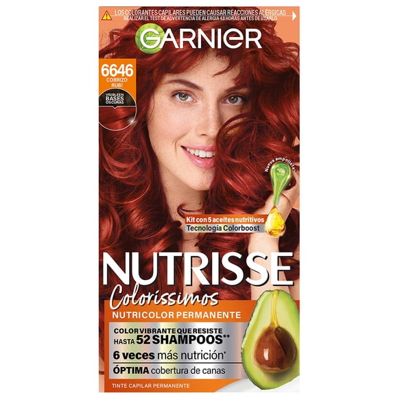 Tinte para cabello Garnier Nutrisse coloríssimos 6646 cobrizo rubí