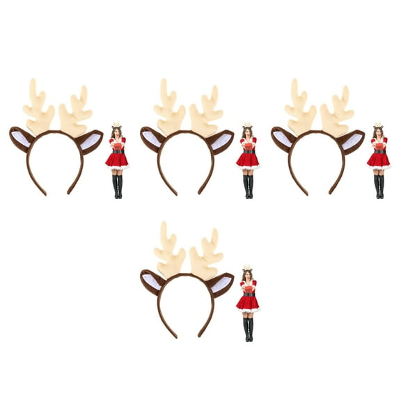 PartyKindom Chic Antler Hairband Festive Xmas Headdresses for Decoration 4Pcs