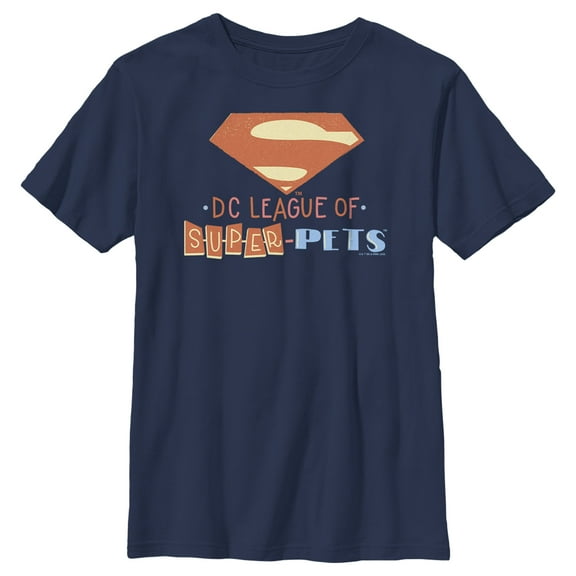 Boy's DC League of Super-Pets Superman Emblem Cutouts  Graphic Tee Navy Blue Small