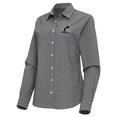 thumbnail image 2 of Women's Antigua Black Miami Marlins Porter Woven Long Sleeve Button-Up Shirt, 2 of 3