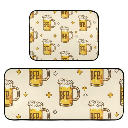 

Cartoon Beers and Stars Rug Carpets Floor Mats Non-slip Water Absorption Set of 2 for Kitchen Bathroom Laundry