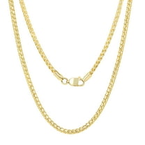 Nuragold 14k Real Yellow Gold Solid Franco Diamond Cut 2mm Spiga Wheat Chain Necklace (16"-30") Italian Jewelry for Men & Women