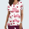 thumbnail image 1 of Soki Tuniques d'Infirmière pour Femmes Décontractées à Col en V, Imprimé Graphique de la Saint-Valentin, Manches Courtes, avec Poche, 1 of 5