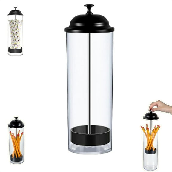 Tutuviw Column Straw Holder Dispenser Pencil Dispenser Holder Plastic Pencil Boxes with Lids Multifunctional Storage Organizer Box for Office Supply Desk Home Teacher Gift