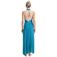 thumbnail image 2 of iiniim Women's Long Lyrical Dance Contemporary Costume Sleeveless Split Maxi Dress Ballroom Dancewear Light Blue XL, 2 of 7