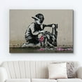thumbnail image 2 of wall26 Canvas Print Wall Art Banksy Kid Sews United Kingdom Flags Graffiti &amp; Street Art Pop Culture Illustrations Pop Art Bohemian Multicolor Dark for Living Room, Bedroom, Office - 24"x36&q, 2 of 5