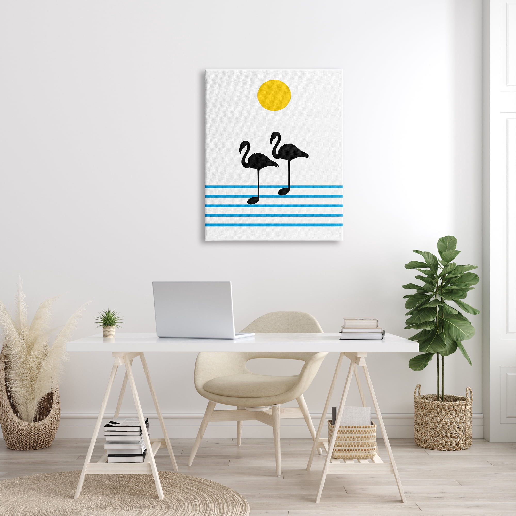 Stupell Industries Morning Sound Flamingo Silhouettes Music Chart Abstraction Beauty & Fashion Painting Gallery Wrapped Canvas Print Wall Art, 30 x 40