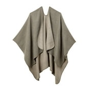 Poncho Sweater Womens Pullover Sweaters with Fringed Sides Hooded Capes Knit Ponchos Shawls Wrap Coats Tops