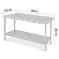 thumbnail image 2 of YUSAZENS Double Layer Stainless Steel Workbench 60 x 24 x 35 Inch, Stationary Utility Table without Wheels with Rear Back Panel, 2 of 8