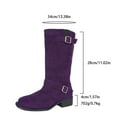 thumbnail image 2 of SACFOF Women's Mid Calf Boots Buckle Fashion Side Zipper Knee High Bootie Round Toe Chunky Heel Solid Suede Knee High Boot, 2 of 7