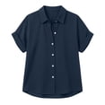 thumbnail image 6 of QUNYINEY Collared Womens Oversized Button Down Shirts Work Casual Short Sleeve Tunic Tops Loose Fit Solid Summer Shirts, 6 of 6