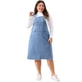 thumbnail image 3 of DARING DIVA Plus Size Pocket Racerback Suspender Overall Dress 1X Light Blue, 3 of 6