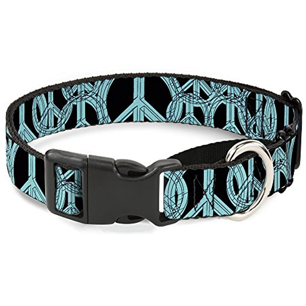 buckle-down peace sketch black baby blue martingale dog collar