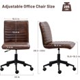 thumbnail image 3 of Chaise de Bureau en Cuir pour la Maison, Chaise de Bureau Sans Accoudoirs avec Roulettes Pivotante à 360°, Chaise d'Ordinateur Roulante avec Dossier, Chaise d'Appoint Réglable avec Base Tabouret, 3 of 8