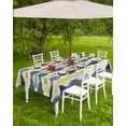 thumbnail image 4 of Fsddascl Navy Blue Green Outdoor Tablecloth - 60x84 Inch Rectangle Dining Table Cover, Abstract Art Geometric Waterproof Outdoor Table Cloth with Umbrella Hole & Zipper for Picnic/Patio/Party, 4 of 7