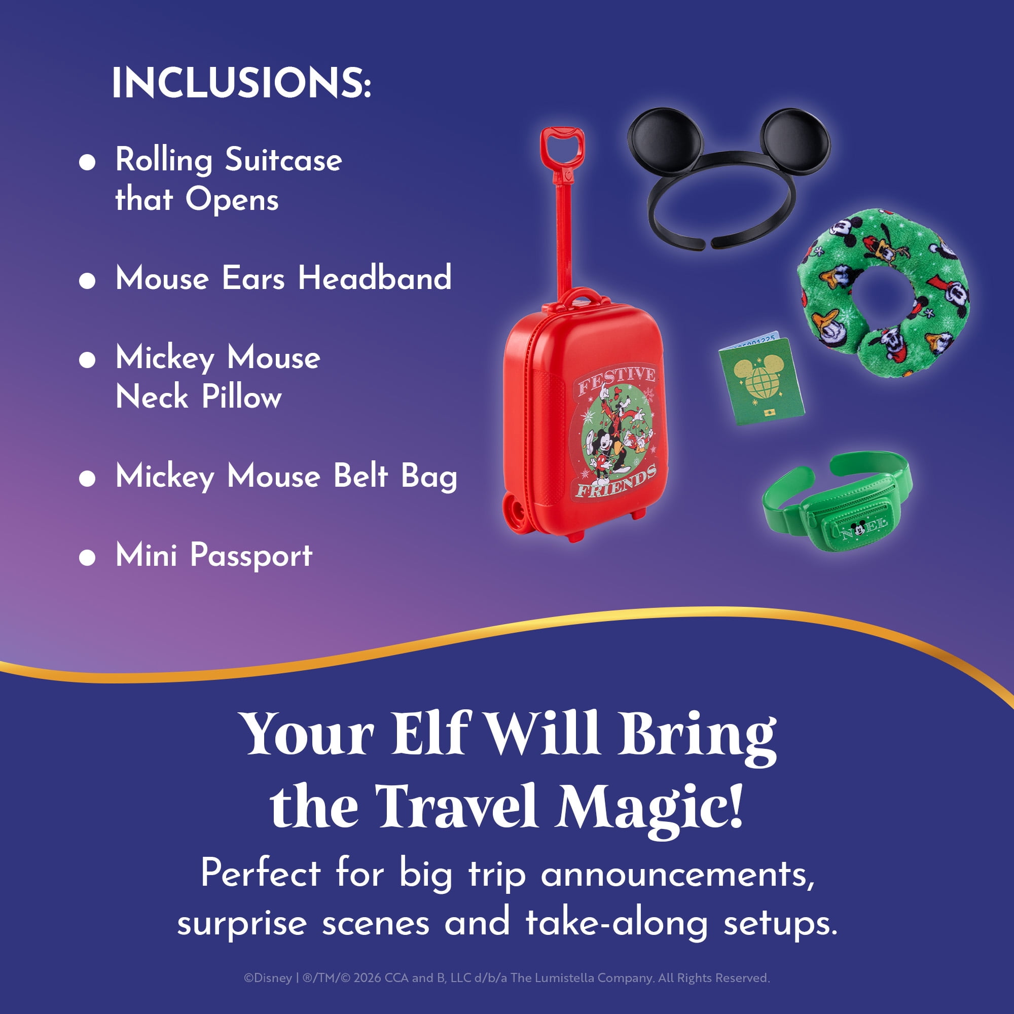 The Elf on the Shelf Disney Mickey Mouse Ready to Roll Elf Travel Kit