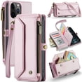 thumbnail image 1 of Funda tipo cartera para iPhone 12 Pro Max con bloqueo RFID, tarjetero, cremallera, ranura para billetes, correa de hombro magnética de piel sintética suave para iPhone 12 Pro Max, 1 of 10