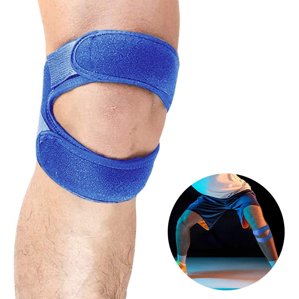 Knee Brace Support Strap Men Women Compression Pad Adjustable Neoprene Wrap Band for Open Patella Stabilizer Athletic Pain Injury Running Lifting 