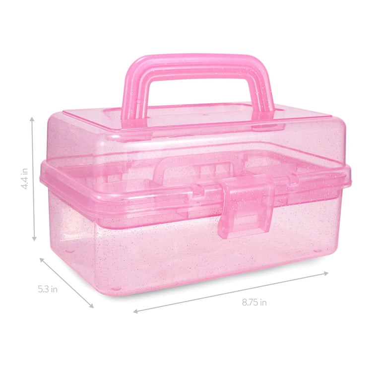 Hello Hobby Pink Glitter Art and Craft Storage Case with Lift Out
