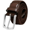 thumbnail image 3 of Falari Men Stretch Belt Canvas Elastic Fabric Woven Braided Belt Style 1005 Dark Brown Medium, 3 of 5