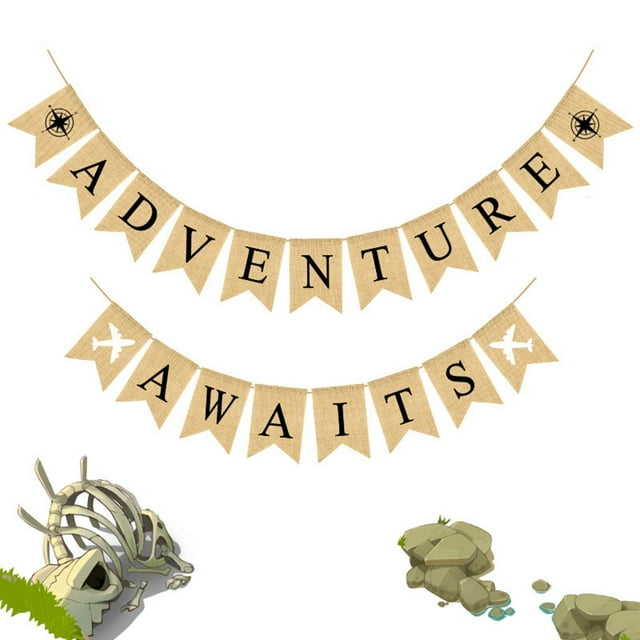 WHAMVOX MultiColored Linen Retirement Banner for Adventure Party Decorations with Chic Design and Sturdy String
