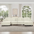thumbnail image 4 of 138" Oversized Modular Sectional Sofa, U-Shaped Cloud Couch with Removable Ruffles Pleats Skirts and Movable Ottomans, 6 Seater Chenille Sleeper Couch Set, Beige, 4 of 9