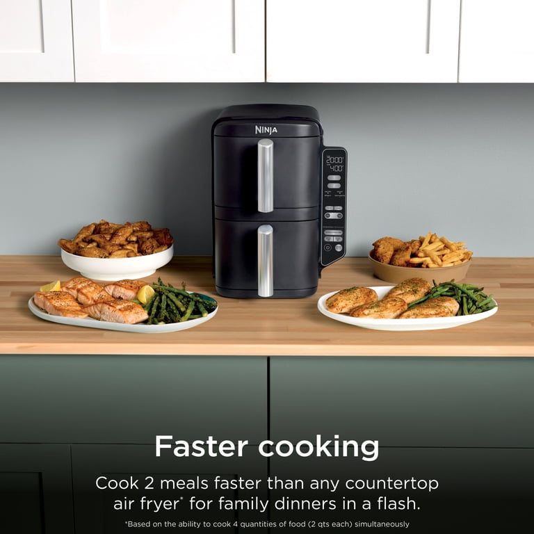 Ninja DoubleStack Air Fryer 8-Qt, 2 Baskets, Cook 4 Foods at Once