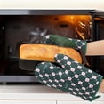thumbnail image 4 of Unique Bargains Soft Floral Heat-Resistant Oven Mitts Cooking Gloves Green, 4 of 6