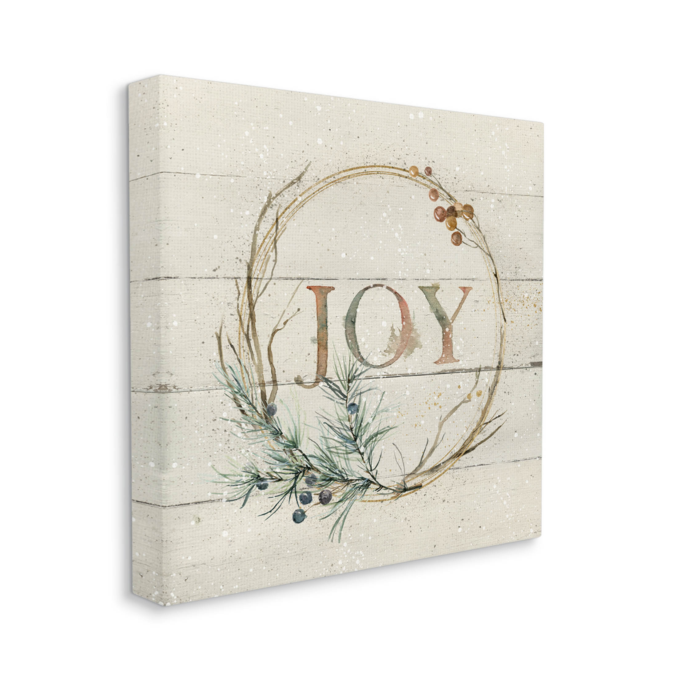 Stupell Industries Seasonal Winter Joy Wreath Graphic Art Gallery Wrapped Canvas Print Wall Art, Design by Carol Robinson