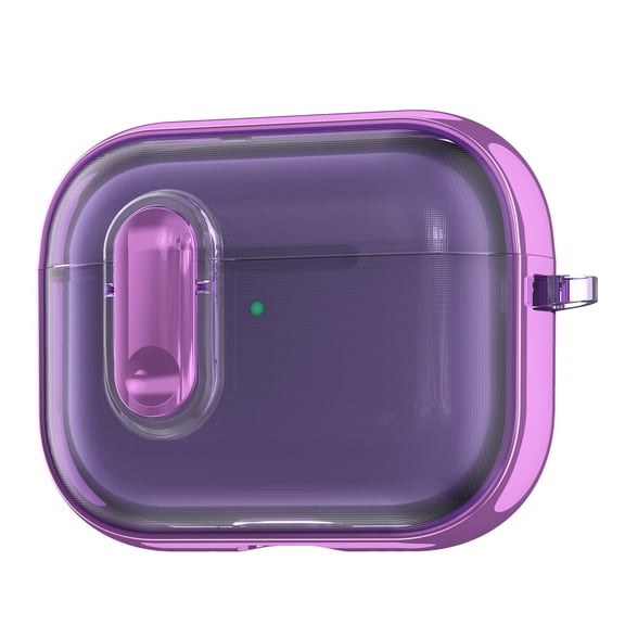 Dteck Case for Apple AirPods Pro 2nd Generation 2022,Shockproof Electroplated Hard PC Transparent Case Lock Cover with Keychain for AirPods Pro 2 (2022),Purple