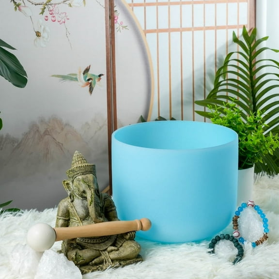 Quartz Crystal Singing Bowl 8 inch Green F NOTE 432HZ  for Mindfulness Meditation Yoga
