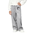 thumbnail image 4 of Qodauz Girls Wide Leg Sweatpants Warm Casual Athletic Pants Cute Print Sweat Pants with Pockets 5-15 Years, 4 of 6