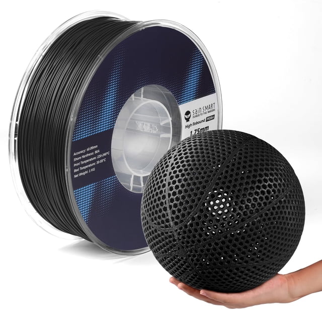 SainSmart PEBA High Rebound 90A Filament Flexible, 1KG (2.2lbs), Super TPU avec 78 % de High Rebound, 20 % Plus Léger & 2X Plus Rapide Impression, à Base de Nylon